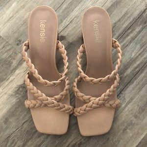 Kensie braided blush/nude heels